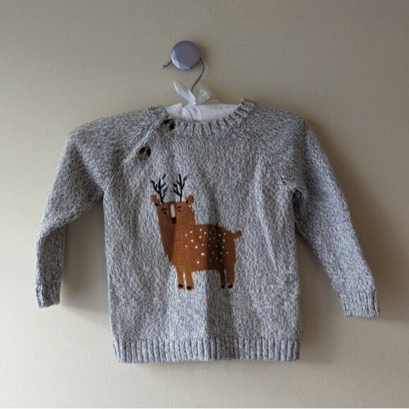 Tea Collection Reindeer Baby Sweater 12-18mos Gray